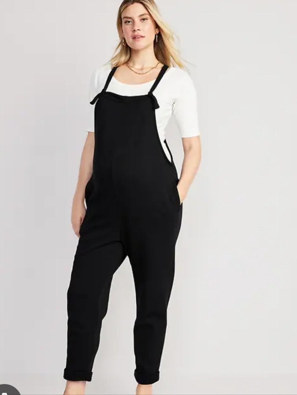 Old Navy Maternity Knitted Strap Fleece Overalls 7/8 Length